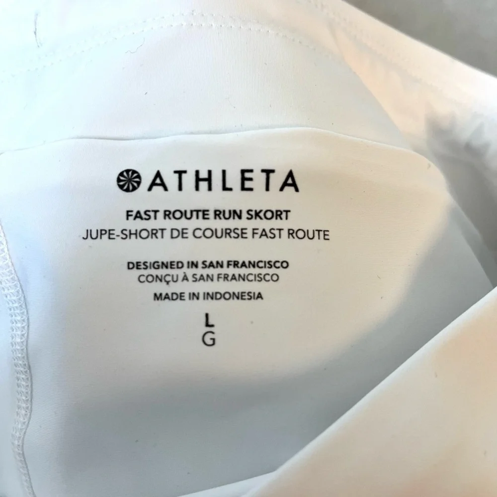 NWT Athleta White Fast Route Run Skort Women’s Size Large Tennis Running